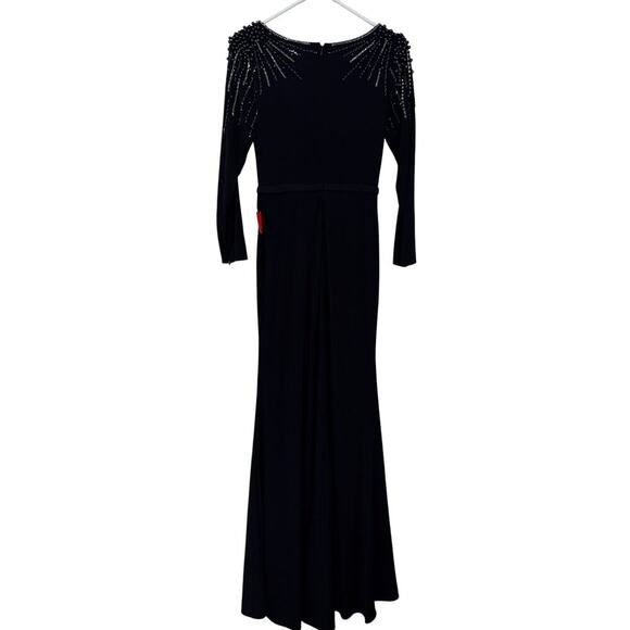 Ieena for MacDuggal FAUX WRAP JERSEY GOWN W/ EMBELLISHED ACCENTS NWT Size 2 - Picture 5 of 13